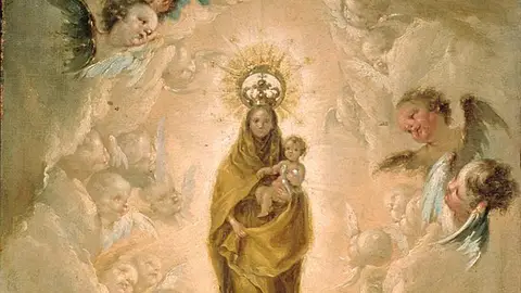 La Virgen del Pilar según cuadro de Ramón Bayeu (1780). La Virgen del Pilar según cuadro de Ramón Bayeu (1780).