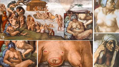 En el segundo tramo de la bóveda de la Capilla Sixtina, Miguel Ángel y sus colaboradores representaron El Diluvio. En el segundo tramo de la bóveda de la Capilla Sixtina, Miguel Ángel y sus colaboradores representaron El Diluvio.