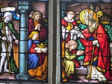 Gosberto bautizado por san Kilian de Matth&auml;us Schiestl