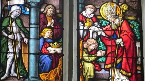 Gosberto bautizado por san Kilian de Matthäus Schiestl Gosberto bautizado por san Kilian de Matthäus Schiestl