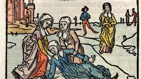 Ilustración de 1498 del libro La vida de Lidwina, por John Brugman. Ilustración de 1498 del libro La vida de Lidwina, por John Brugman.