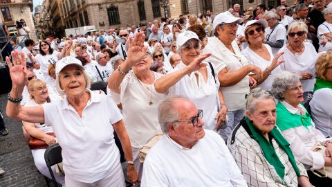La movilización en la Plaça de Sant Jaume de Barcelona