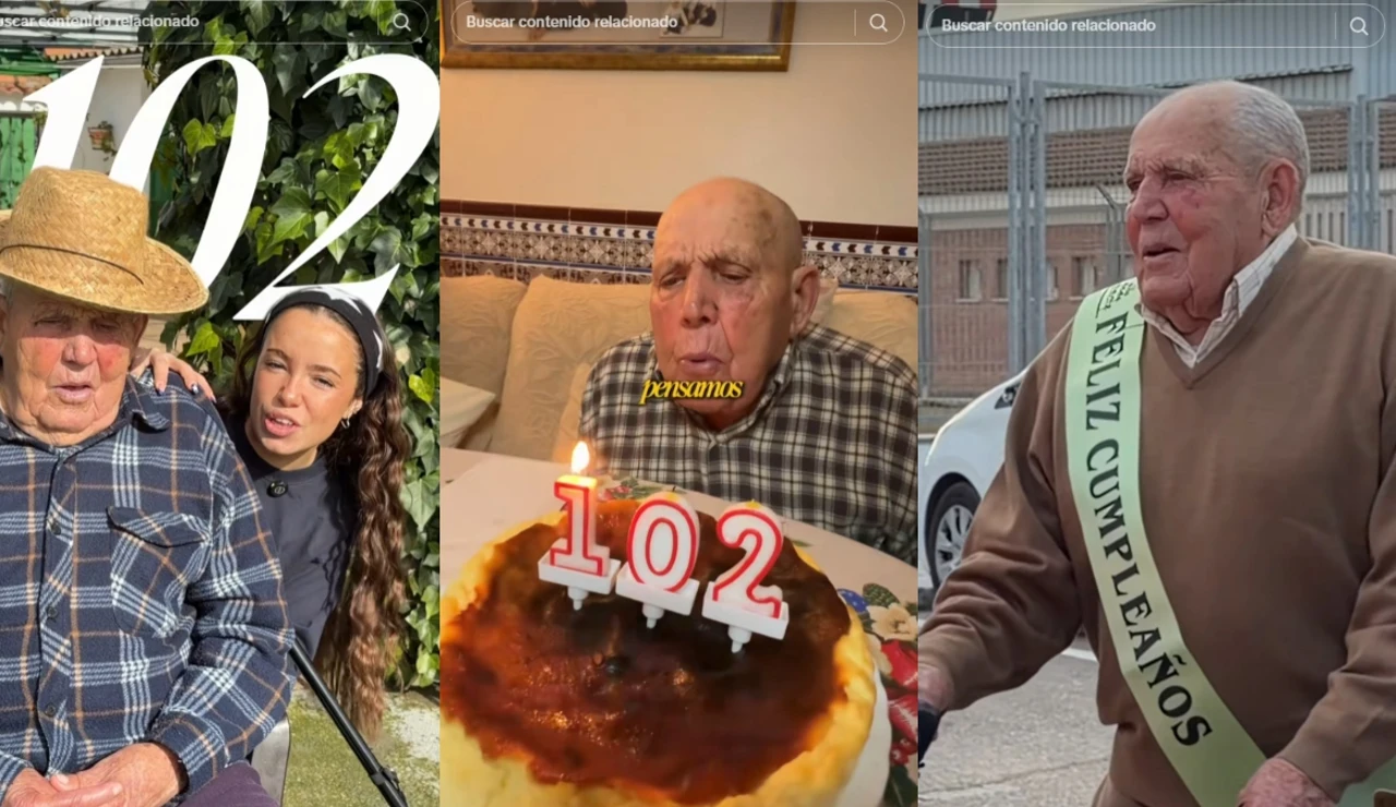 La bonita sorpresa de una nieta a su bisabuelo por su 102 cumpleaños