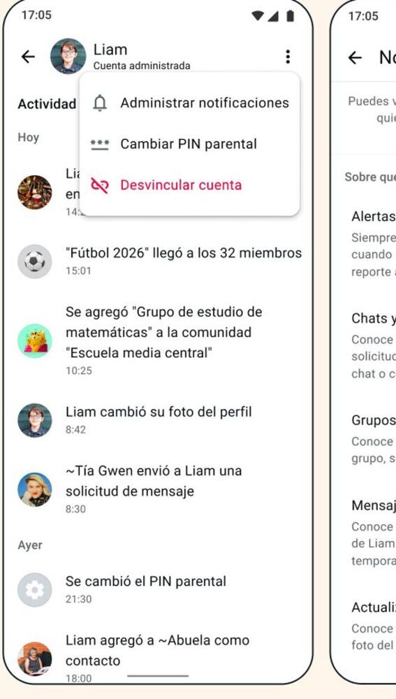 Controles parentales WhatsApp